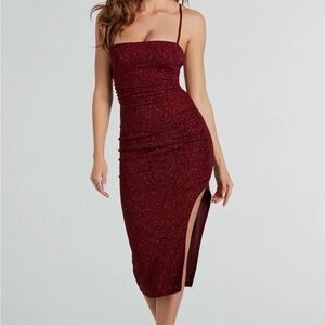 Windsor Burgundy Sparkle Midi Dress